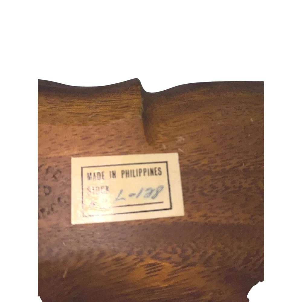 Vintage 1970s Genuine Monkey Pod Hand Crafted Wood 3 Divided Bowl Tray Tiki Vibe
